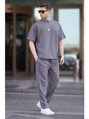 Yakamel Erkek Kısa Kollu Oversize Penye Pijama Takımı