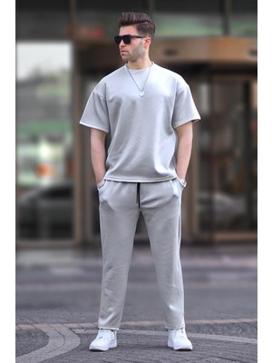 Yakamel Erkek Kısa Kollu Oversize Penye Pijama Takımı