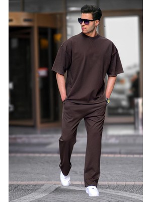Yakamel Erkek Kısa Kollu Oversize Penye Pijama Takımı