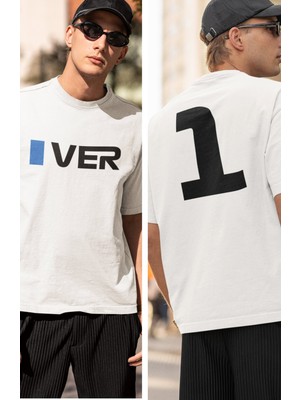 Fuddy Moda Unisex Oversize Max Verstappen Yazılı Tshirt, Formula 1 Sırt Baskılı Tişört