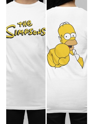 Fuddy Moda The Simpsons Sırt Baskılı T-Shirt, Erkek-Kadın Homer Simpson Sırt Baskılı Tişört