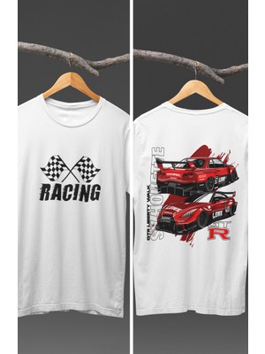 Fuddy Moda Unisex Nissan Gtr Liberty Walk Sırt Baskılı T-Shirt, Racing Araba Yarış Temalı Baskılı Tişört