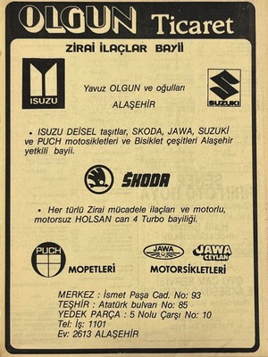 Hasyılmaz Manisa 1987 Meslek Reklam Ilanı Efemera S-81