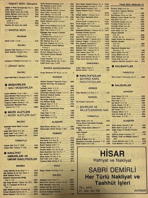 Hasyılmaz Manisa 1987 Meslek Reklam Ilanı Efemera S-73