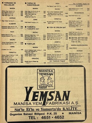 Hasyılmaz Manisa 1987 Meslek Reklam Ilanı Efemera S-119