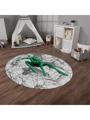 Napoli Home Dijital Baskılı Kaymaz Yıkanabilir Eğlenceli Yuvarlak Çocuk Odası Halısı, N-Y-Çocuk-41-Yeşil,