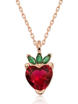 Serra Jewels ​gümüş Rose Çilek Figür Meyve Kolye