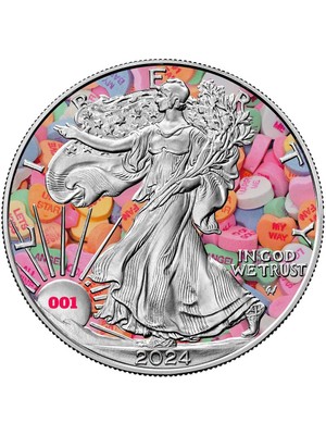 AgaKulche Valentine Day Walking Liberty Eagle 2024 1 Ons 31.10 Gram Gümüş Sikke Coin (999)