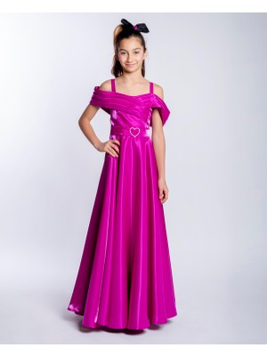 Mutlu City Kız Çocuk/Genç Yeni Moda Parlak Kumaş Tam Kalıp Abiye Elbise 5492