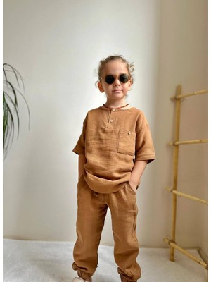 Jolly Kids Erkek Çocuk Müslin Kumaş Jogger Pantolonlu Takım