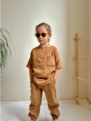 Jolly Kids Erkek Çocuk Müslin Kumaş Jogger Pantolonlu Takım