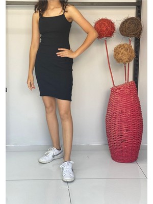 Bav Butik Ayvitrin Genç Ip Askılı Elbise Yazlık Triko