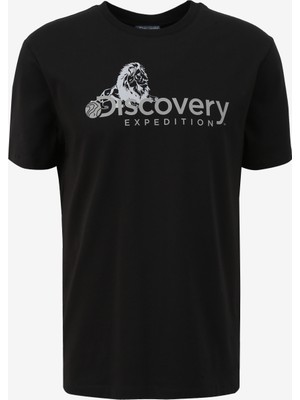 Discovery Expedition Siyah Erkek Bisiklet Yaka Basic Baskılı T-Shirt D4SM-TST3311