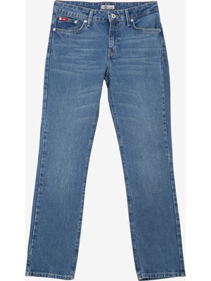 Lee Cooper Geniş Paça Straight Açık Lacivert Kadın Denim Pantolon 242 Lcf 121006 Susıe Posey Db Lıght