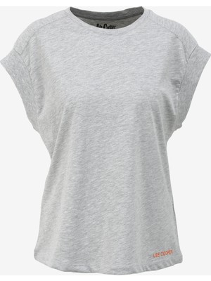 Lee Cooper O Yaka Düz Gri Melanj Kadın T-Shirt 242 Lcf 242014 Losea Gri Melanj