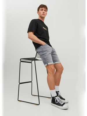 Jack & Jones Normal Bel Normal Gri Erkek Denim Şort Jjırıck Jjıcon Shorts Ge 370 I.k Jn