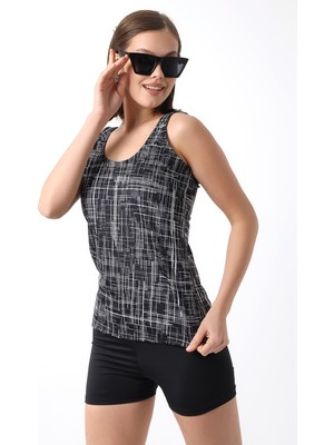 Aykum Tankini Şortlu Desenli Şortu Astarlı