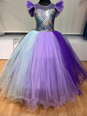 Okay Kız Çocuk Deniz Kızı Tarlatanlı Abiye Elbise