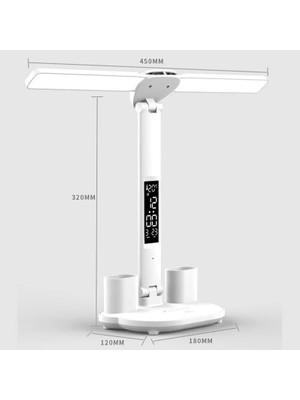 Techtic 5in1 Çok Fonksiyonlu Şarjlı Masa Lambası+Saat+Termometre+Takvim+Kalemlik+Telefon Tutucu