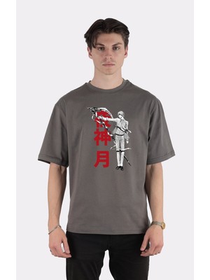 Green Mint Füme  Pamuk Bisiklet Yaka Oversize T-Shirt God Of The New World