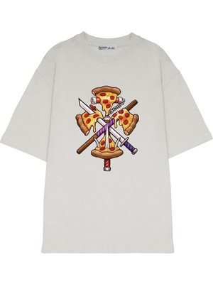 Green Mint  Oversize T-Shirt Ninja Turtles Pizza