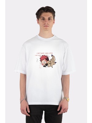 Green Mint  Beyaz Oversize T-Shirt I Can't Sleep