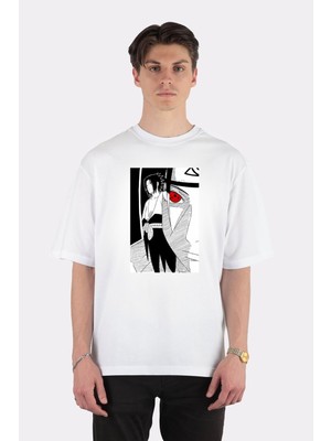 Green Mint  Beyaz Oversize T-Shirt Itachi Sharingan Sasuke