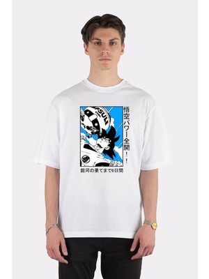 Green Mint  Beyaz Oversize T-Shirt Goku Dragon Ball