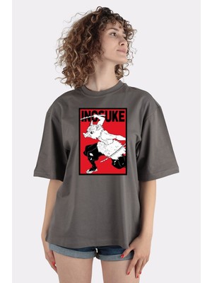 Green Mint Füme  Pamuk Bisiklet Yaka Oversize T-Shirt Inosuke