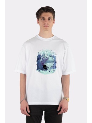 Green Mint  Beyaz Oversize T-Shirt A Quiet Spot Of Tea