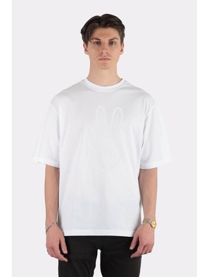 Green Mint  Beyaz Oversize T-Shirt Peace