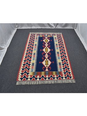 Zehra Abla Halı Yeni El Dokuma Ultra Lüks Lacivert Otantik Yağcıbedir Yün Kilim 4810