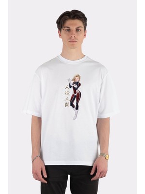 Green Mint  Beyaz Oversize T-Shirt Dragon Ball - Android 18 In Action
