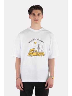 Green Mint  Beyaz Oversize T-Shirt Wildlife Journey 3