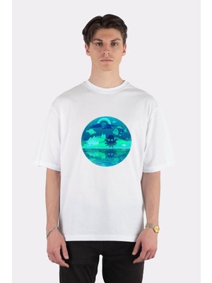 Green Mint  Beyaz Oversize T-Shirt Journey In Dreams