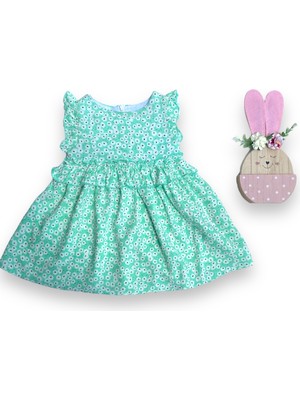 Little Tortoise Flowers Garden Temalı Çiçekli Kız Bebek Elbise