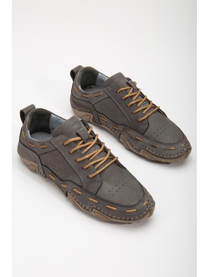 Dilimler Ayakkabı Nubuk Saraçlı Bağlı Gri Erkek Günlük Ayakkabı