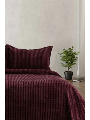 Merinos Modern Line 2 Parça Battaniye Seti Tek Kişilik- Cherry