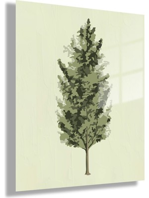 Temperli Cam Tablo Sade Tek Ağaç Illüstrasyon Görseli
