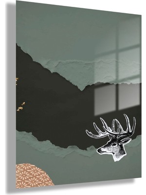 Gaagart Temperli Cam Tablo Geyik ve Yeşil Tasarım Görseli