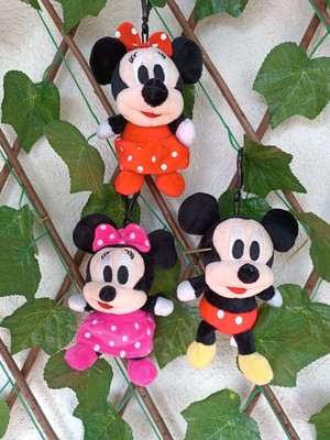 Blotch Pembe Elbiseli Pelüş Minnie Mouse Maskot Anahtarlık ve Çanta Süsü  Love