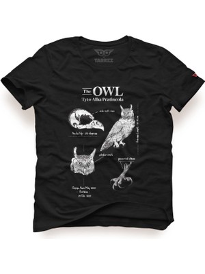 Tarrzzcom Anatomy Owl Tasarım T-Shirt baykuş Anatomisi Tasarım T-Shirt Baykuş Baskılı T-Shirt büyük Beden T-Shirt