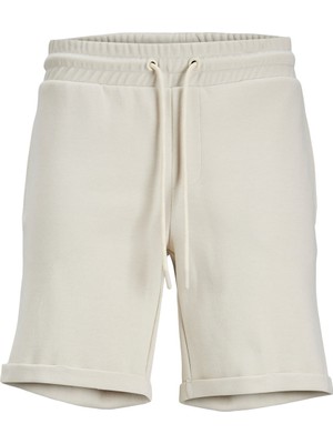 Jack & Jones Comfort Fit Krem Erkek Sweat Şort Jpstsmart Sweat Shorts Am