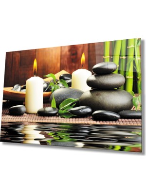 Kurra Store Mum Taş Spa Cam Tablo   Candle Stone Spa