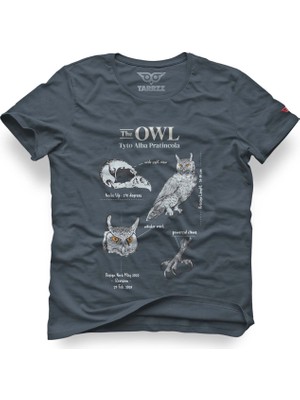 Tarrzzcom Anatomy Owl Tasarım T-Shirt Baykuş Anatomisi Tasarım T-Shirt Baykuş Baskılı T-Shirt Büyük Beden T-Shirt