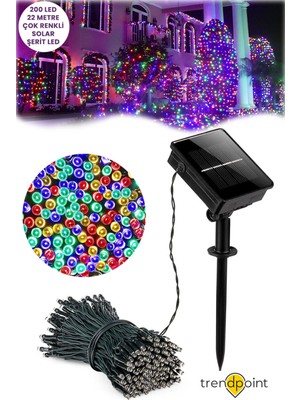 Trendpoint Güneş Enerjili 22 Metre 200 Ledli Rgb Işık Solar Bahçe Aydınlatma Dekorasyon LED