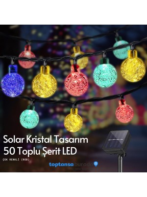 Technosmart 50 Ledli Rgb Işık 8 Modlu Solar Kristal Top Bahçe Aydınlatma Dekorasyon Güneş Enerjili