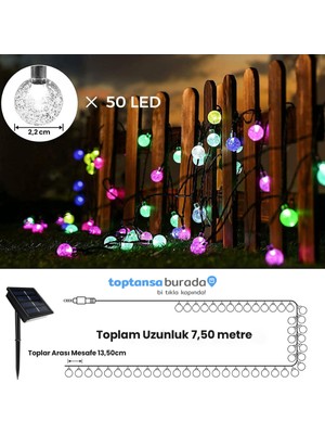 Technosmart 50 Ledli Rgb Işık 8 Modlu Solar Kristal Top Bahçe Aydınlatma Dekorasyon Güneş Enerjili