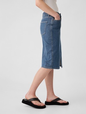 Gap Kadın Mavi Denim Midi Kalem Etek