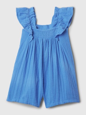 Gap Kız Bebek Unıon Blue Fırfır Kollu Crinkle Gauze Tulum